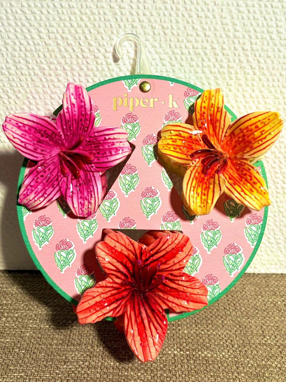 piper.k - Floral Hibiscus Flower Hair Clips - Pink, Yellow & Orange